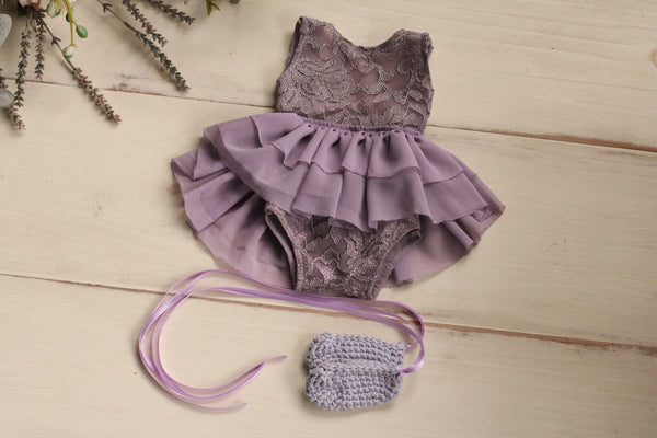 Lavender Newborn Ballerina Dress and Shoes - Willow Mint Props