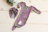 Newborn Muave Floral Pajama with Matching Turban