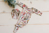 Newborn Cream Floral Pajama with Matching Turban