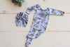 Newborn Lavender Floral Pajama with Matching Turban