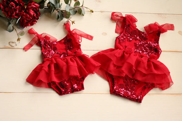 Red Sequin Tie Dress
