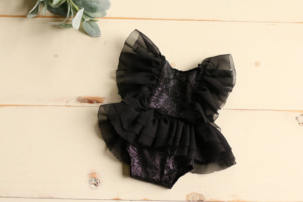 Black Ruffle Sleeve Casa Romper