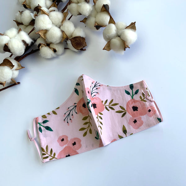 Re-Usable Face Mask w/ Hepa Filter - Pink Floral - Willow Mint Props