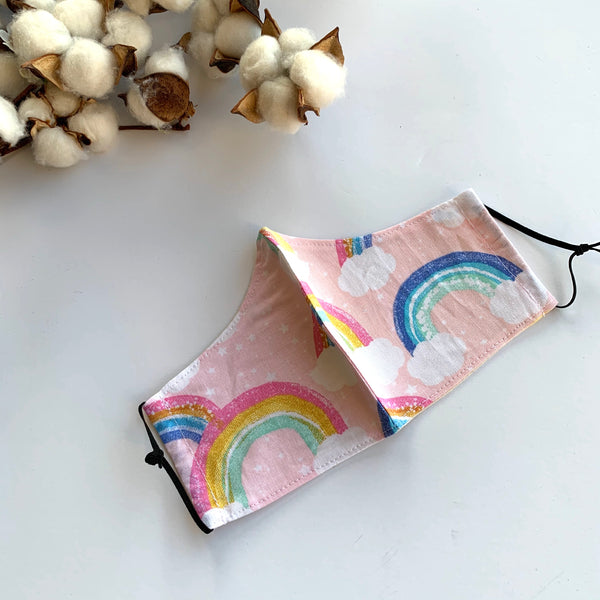 Re-Usable Face Mask w/ Hepa Filter - Pink Rainbow - Willow Mint Props