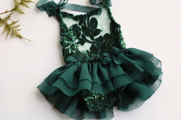 Winter Green Sequin Tie Romper