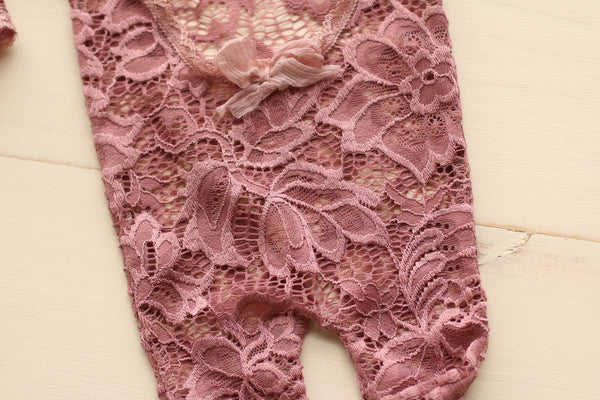 Fall Collection/ Newborn Muave Lace Romper
