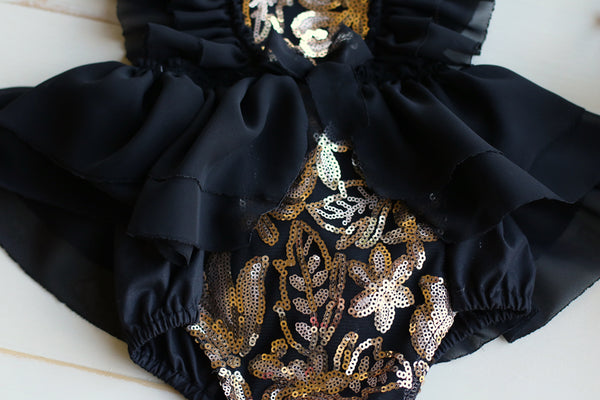 Gold and Black Sequin Romper