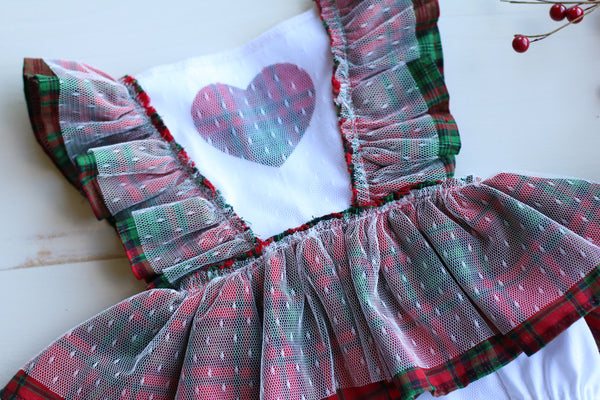 Heart Plaid Romper 6-12 m