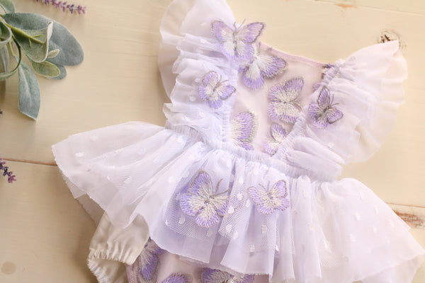 Lavender Butterfly Romper 6-12m