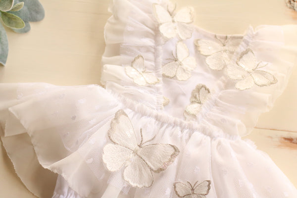 White Butterfly Romper 6-12m