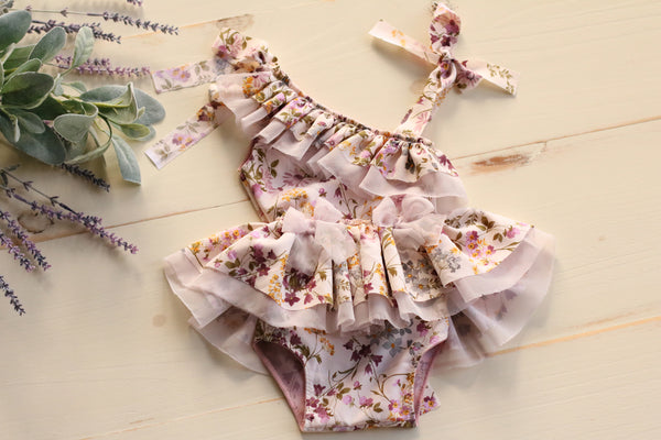 Purple Floral One Shoulder Dress 6-12m