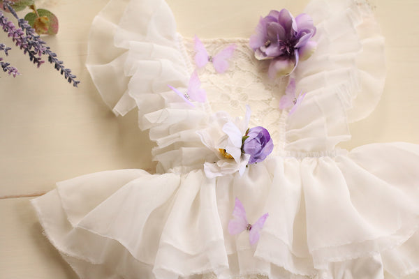 White and Lavender Floral Butterfly 6-12m