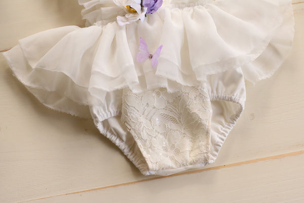 White and Lavender Floral Butterfly 6-12m