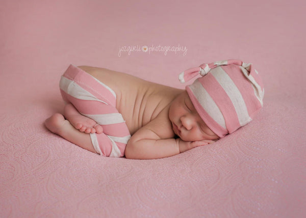 Knot Hat and Pant Set / Stripes - Willow Mint Props