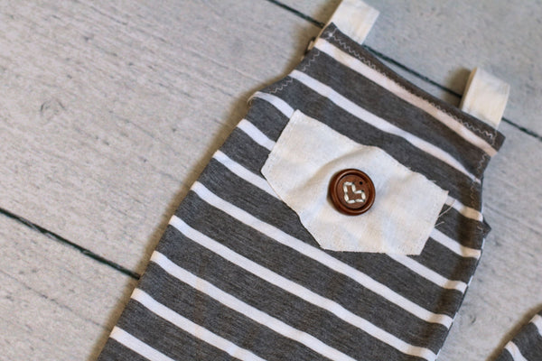 Knot Hat and Romper Set / Night Cap hat and Overall Set / Stripes - Willow Mint Props