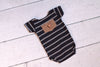 Boy Romper / Onesie Prop / Heart Button / Navy Blue and Grey Stripes