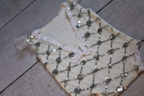 Sequin Romper / Sequin V Back Onesie - Willow Mint Props