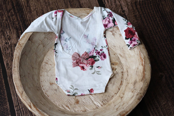 Long Sleeve White Floral Romper - Willow Mint Props