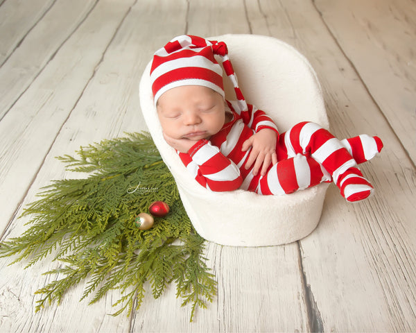 Knot Hat and Pajama Set - Willow Mint Props