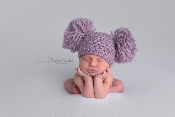 Double Pom Pom Beanie - Willow Mint Props