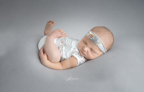 Sequin Romper / Sequin V Back Onesie - Willow Mint Props