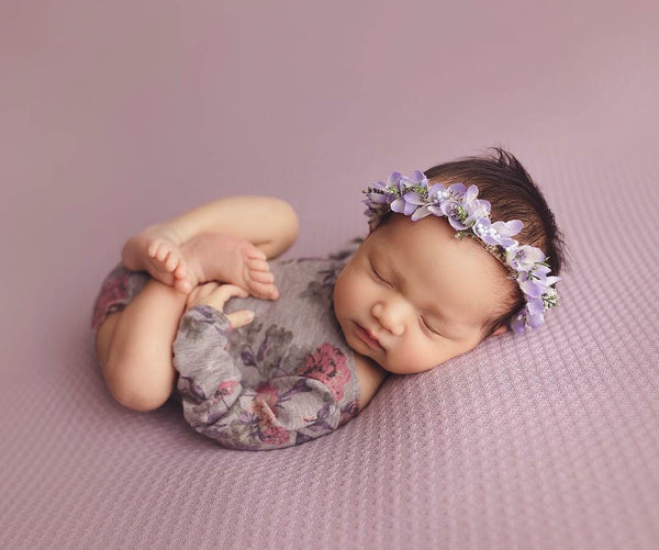 Long Sleeve Grey Floral Romper - Willow Mint Props