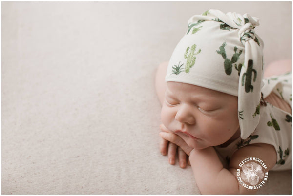 Knot Hat and Romper Set / Cactus Prop Set - Willow Mint Props