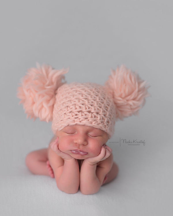 Double Pom Pom Beanie - Willow Mint Props