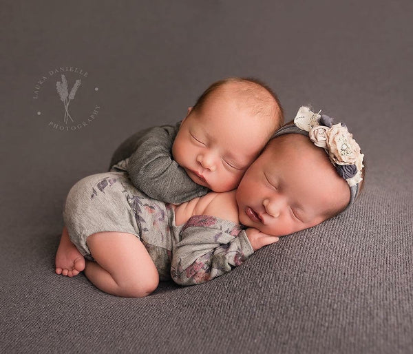 Long Sleeve Grey Floral Romper - Willow Mint Props