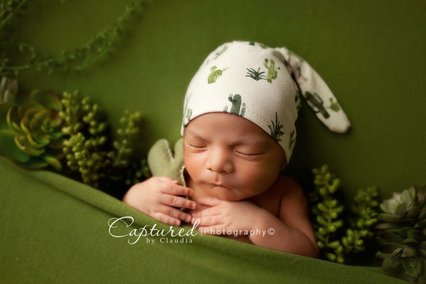 Knot Hat and Romper Set / Cactus Prop Set - Willow Mint Props