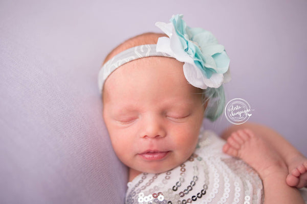 Sequin Romper / Sequin V Back Onesie - Willow Mint Props