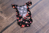 Floral Flutter Sleeve Romper / Open Back Onesie with Flutter sleeves / Black