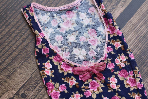 Long Leg Romper / Romper / Open Back Onesie / Navy Floral - Willow Mint Props