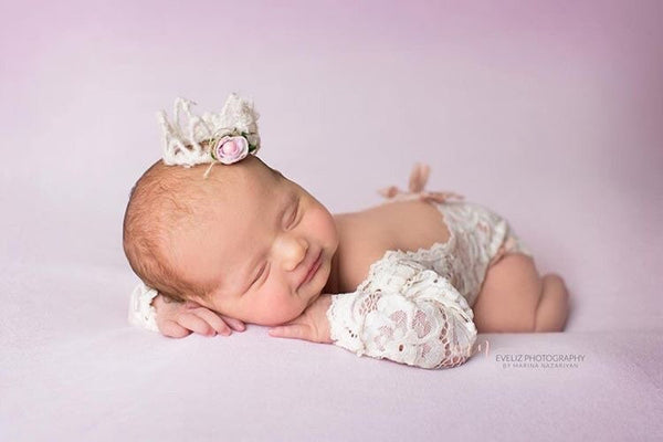 Long Sleeve Lace Floral Romper - Willow Mint Props