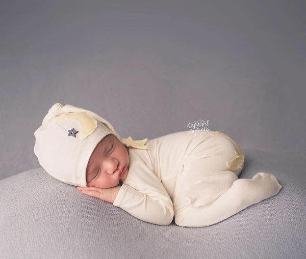 Star and Moon Romper & Hat Set - Willow Mint Props