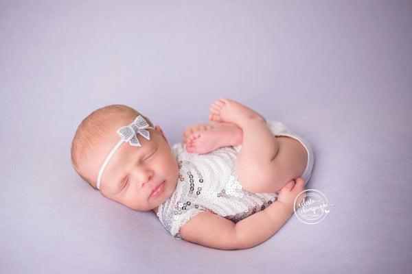 Sequin Romper / Sequin V Back Onesie - Willow Mint Props