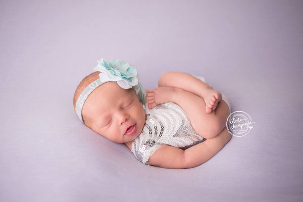 Sequin Romper / Sequin V Back Onesie - Willow Mint Props
