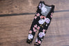 Long Leg Romper / Romper / Open Back Onesie / Black Floral