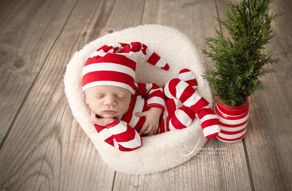 Knot Hat and Pajama Set - Willow Mint Props