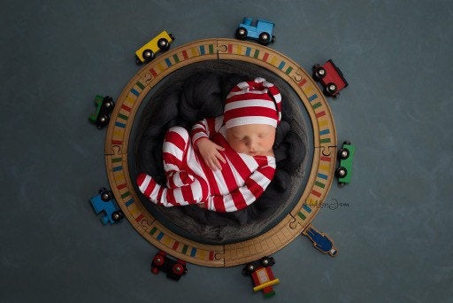 Knot Hat and Pajama Set - Willow Mint Props