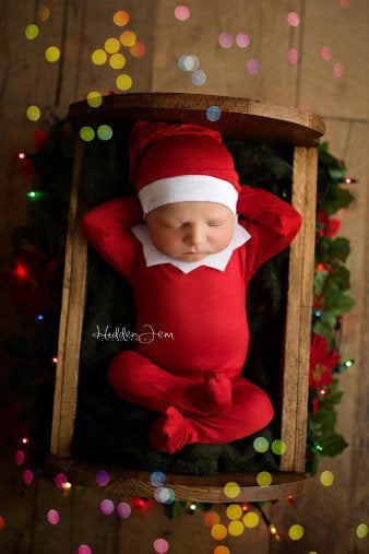 Elf Knot Hat and Pajama Set - Willow Mint Props