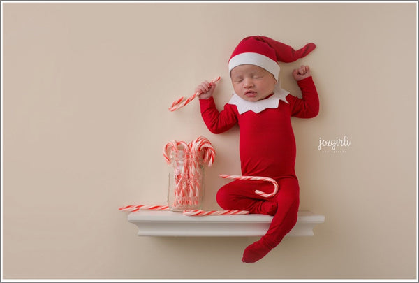 Elf Knot Hat and Pajama Set - Willow Mint Props