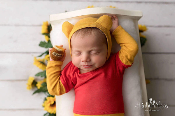 Bear Bonnet and Pajama Set - Willow Mint Props