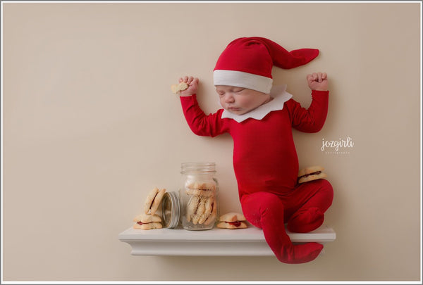 Elf Knot Hat and Pajama Set - Willow Mint Props