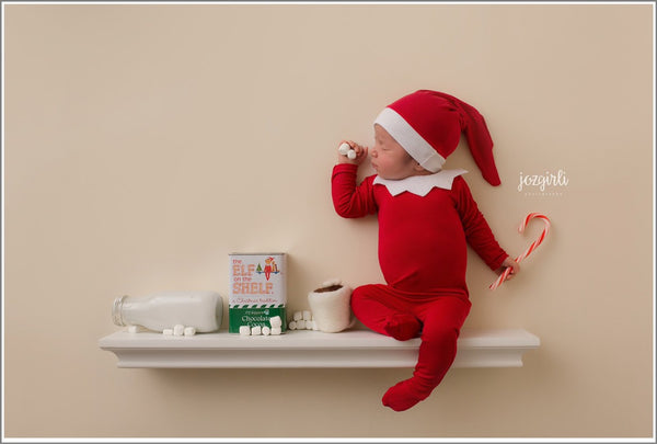 Elf Knot Hat and Pajama Set - Willow Mint Props