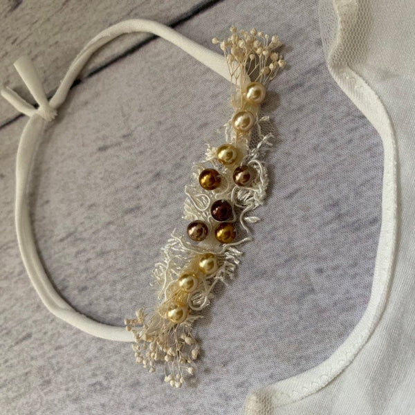 Matching Headband for Sheer Lace Pearl Romper / Headband Only - Willow Mint Props