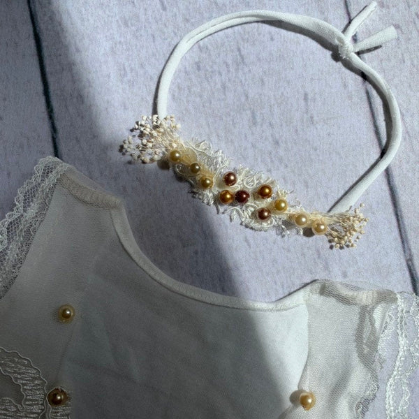 Matching Headband for Sheer Lace Pearl Romper / Headband Only - Willow Mint Props