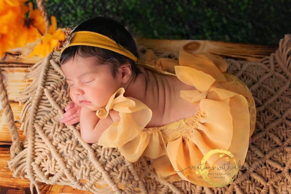 ruffle sleeve romper with ruffle skirt - Willow Mint Props