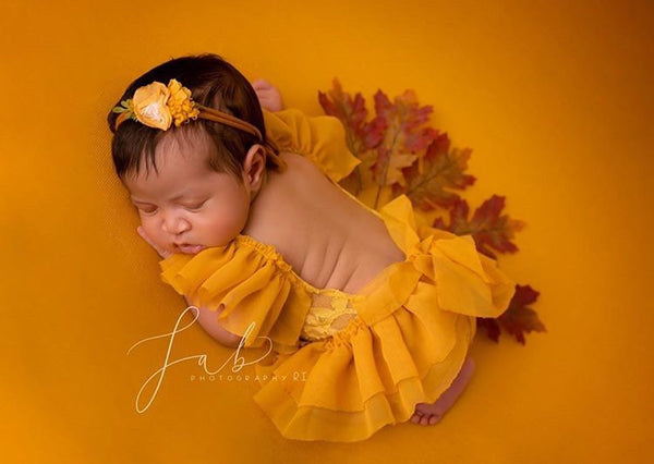 ruffle sleeve romper with ruffle skirt - Willow Mint Props