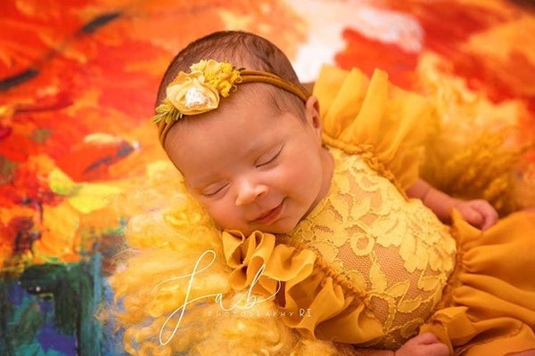 ruffle sleeve romper with ruffle skirt - Willow Mint Props